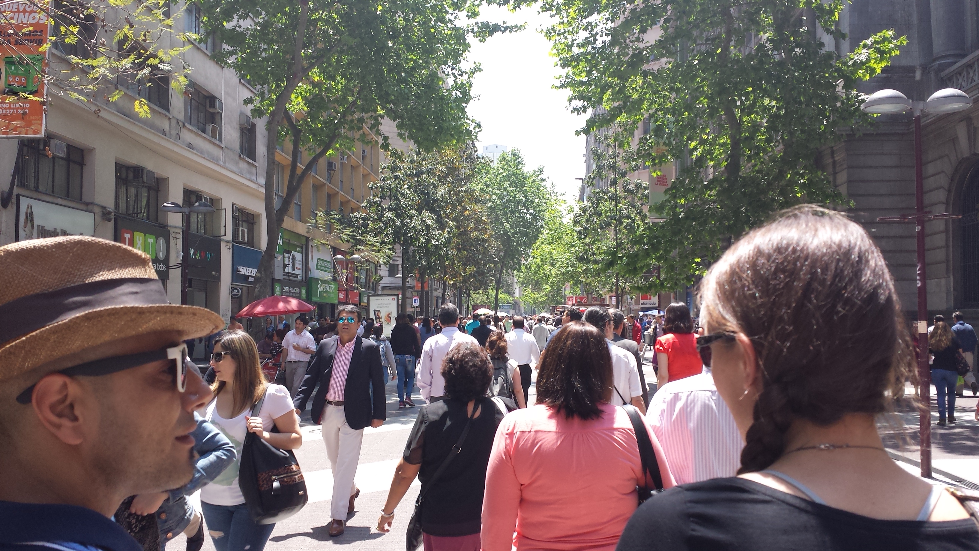 Walking along Paseo Ahumada in the middle of the city.